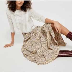 Free people all about the tiers midi Skirt In Neutral Combo Size small